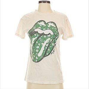 The Rolling Stones Cream Tee with Green Tongue Graphic. Size Small . New